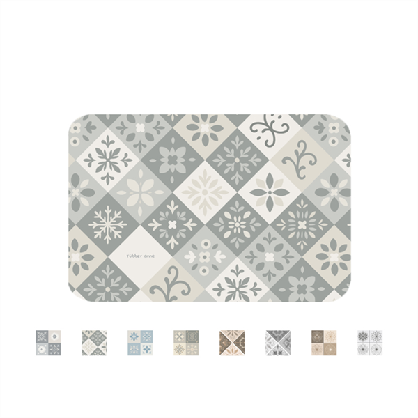 【居家墊品】30秒瞬吸_軟式珪藻土廚房吸水地墊_花璽系列